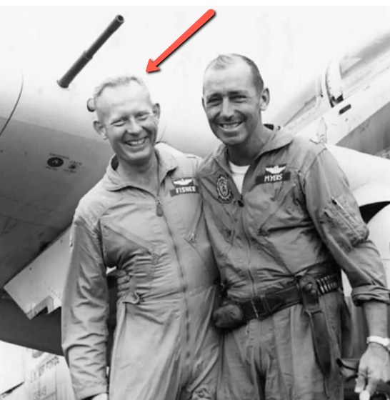 U.S. Air Force Majors Bernard F. Fisher and D.W. “Jump” Myers, in Vietnam, 10 March 1966. The photo was taken after Fisher’s rescue of Myers from the A Shau Valley Special Forces camp airfield in front of Fisher’s Douglas A-1E Skyraider (U.S. Navy BuNo 132649)., vietnam veteran news, mack payne