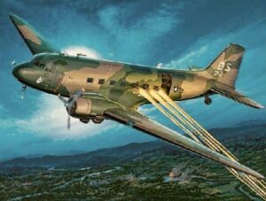 AC-47 Spooky gunship in action in Vietnam.