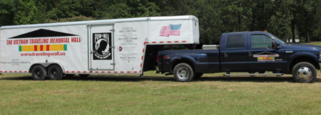 The Vietnam Memorial Traveling Wall transporter.