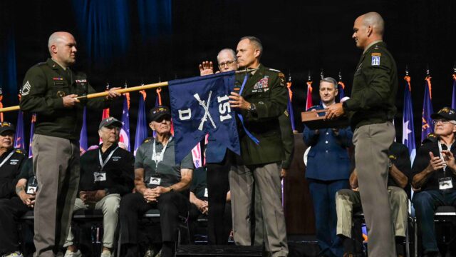 In a ceremony Aug. 29 at the National Guard Association of the United States’ General Conference and Exhibition in Indianapolis, some of the surviving members of Company D, also known as the Indiana Rangers, received the long-awaited award.