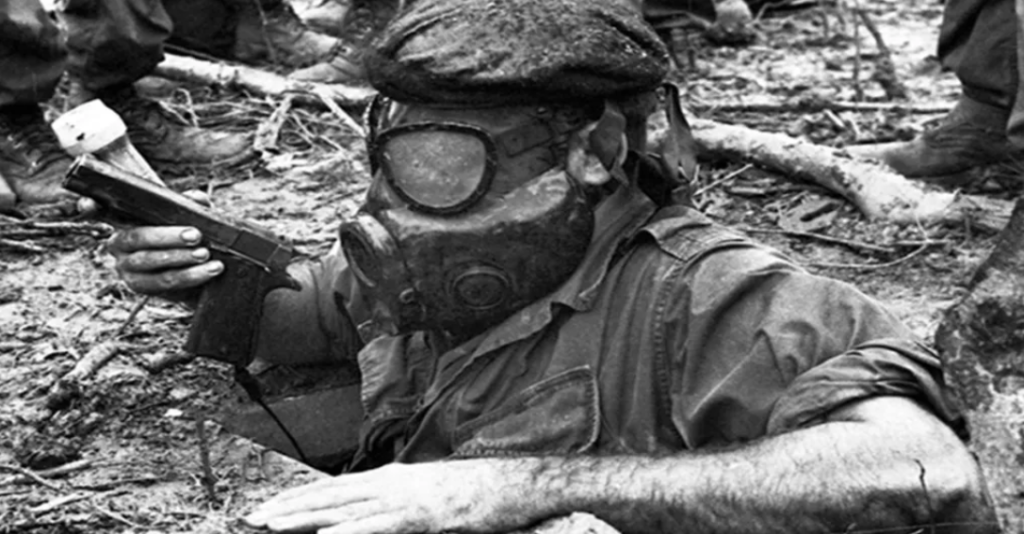 A tunnel rat at work in Vietnam.